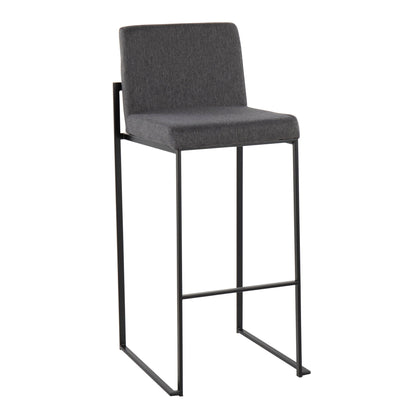 High back barstool by HouseOfZazla in charcoal gray fabric with black metal frame on Tampa Home & Garden Store
