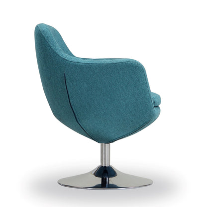 Caisson Swivel Lounge Chair by HouseOfZazla in teal textured fabric with chrome pedestal base on Tampa Home & Garden Store