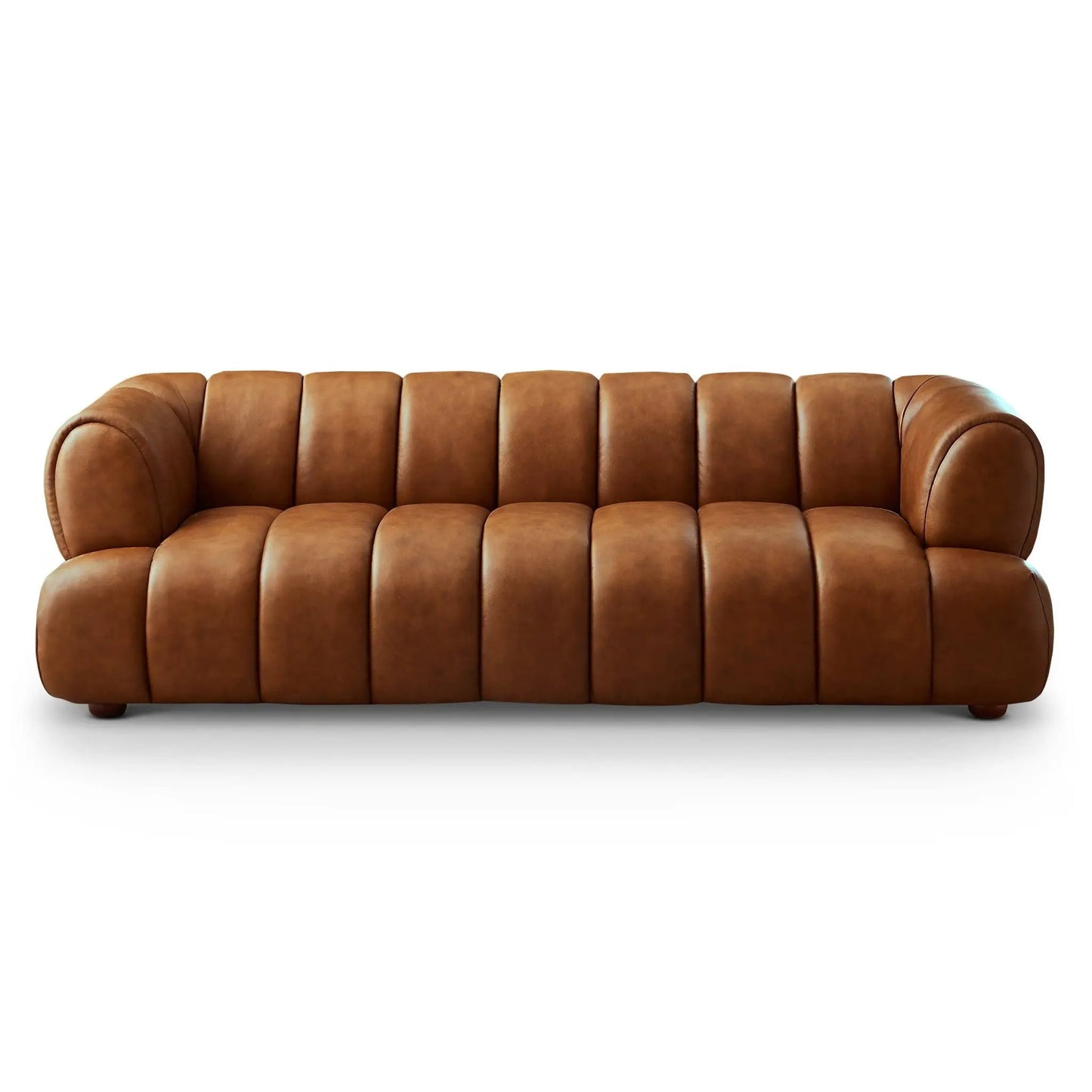 Jasmin Elegant Upholstered Sofa in brown leather, stationary sofa by Unique Piece Furniture on Tampa Home & Garden Store