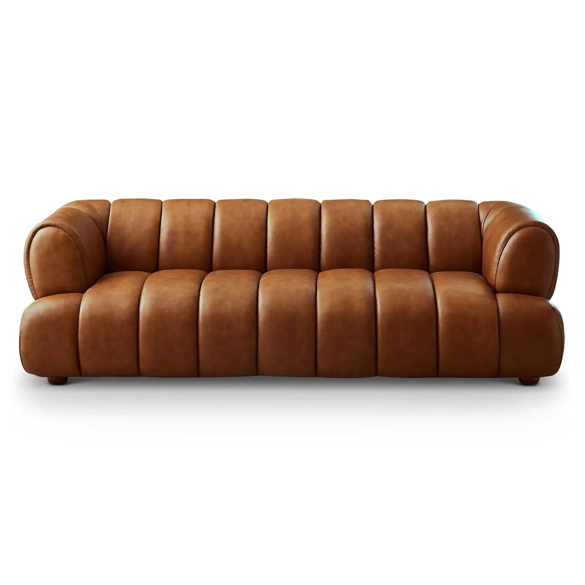 Jasmin Elegant Upholstered Sofa in brown leather, stationary sofa by Unique Piece Furniture on Tampa Home & Garden Store