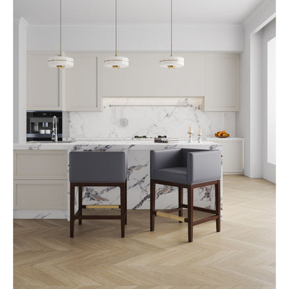 Counter stools with gray upholstered seats and beech wood frames, pair for counter height on Tampa Home & Garden Store
