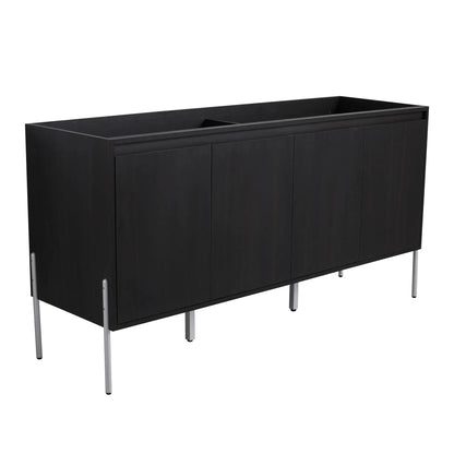 Freestanding bathroom vanity with soft-close cabinet doors, dark black finish, metal legs on Tampa Home & Garden Store