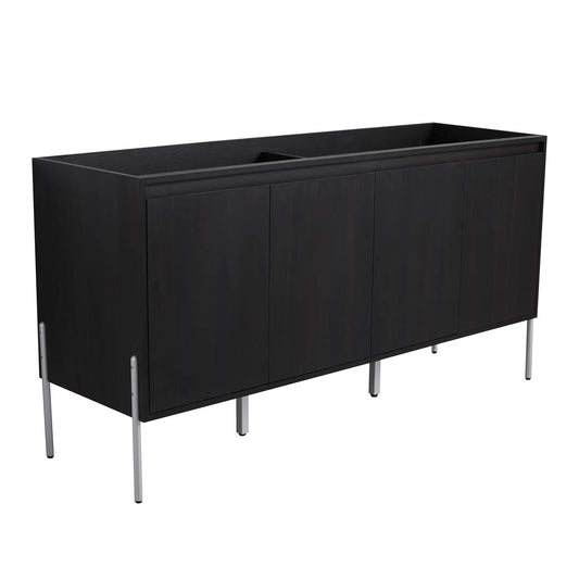 Freestanding bathroom vanity with soft-close cabinet doors, dark black finish, metal legs on Tampa Home & Garden Store
