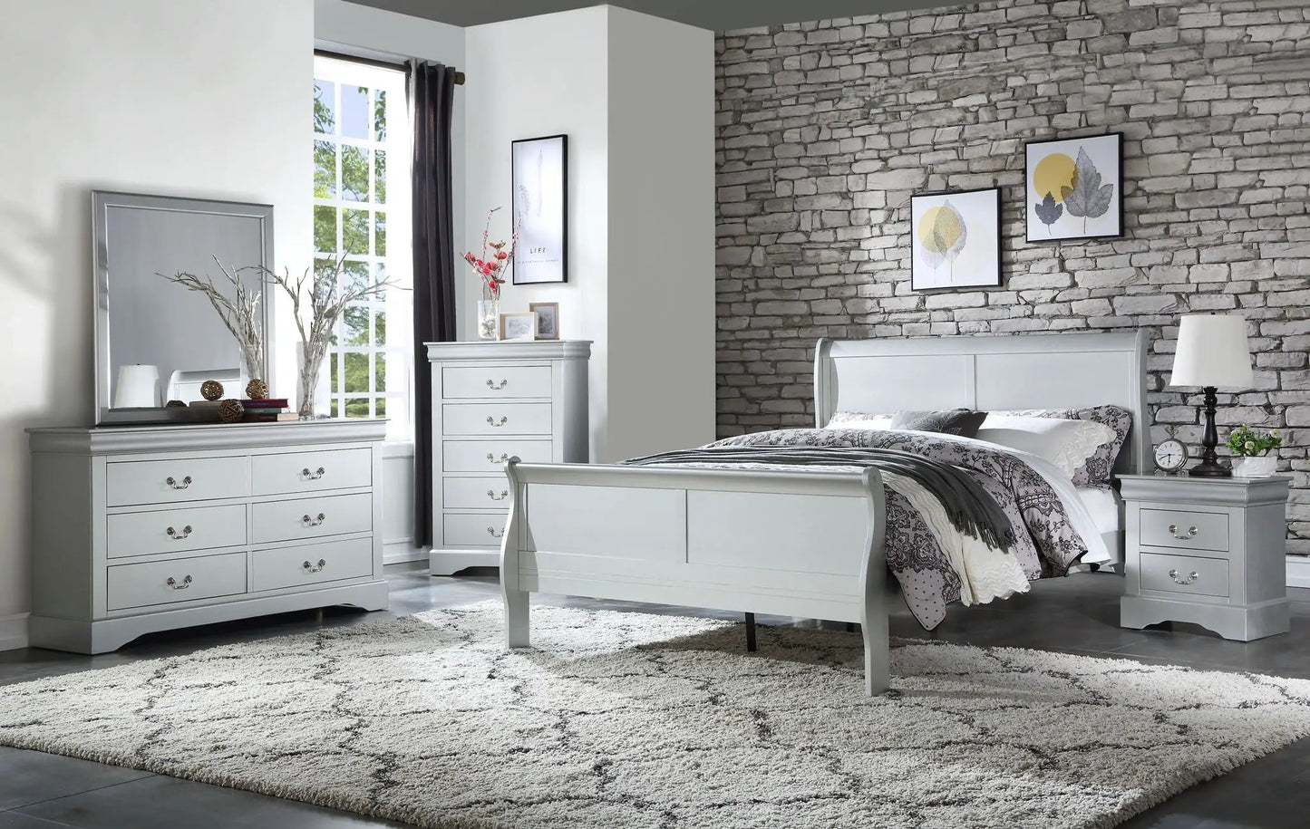 Louis Philippe Sleigh Style Bed Timeless Finish