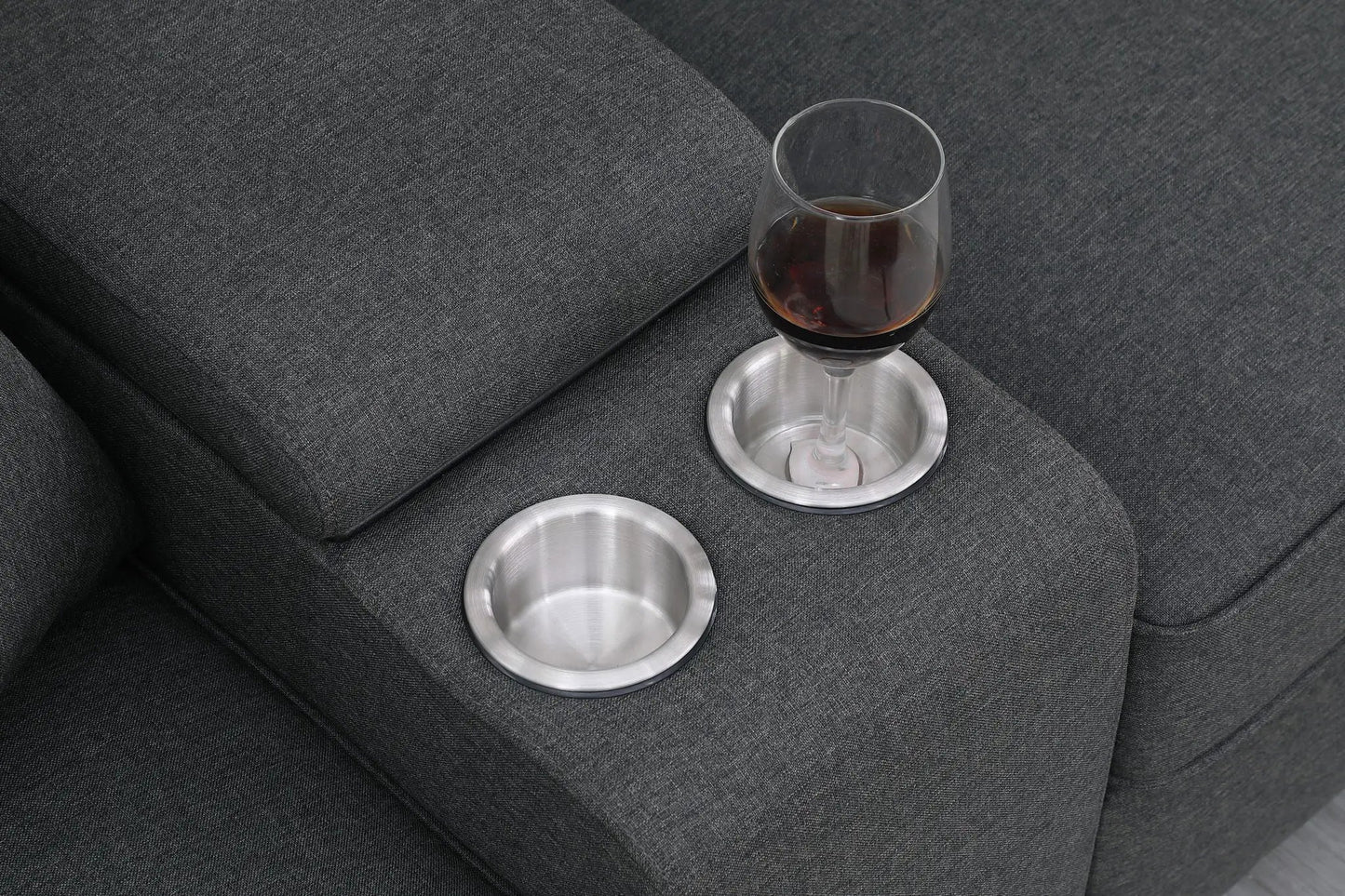 Tina upholstered sectional ottoman gray fabric Unique Piece Furniture wine glass coasters on Tampa Home & Garden Store