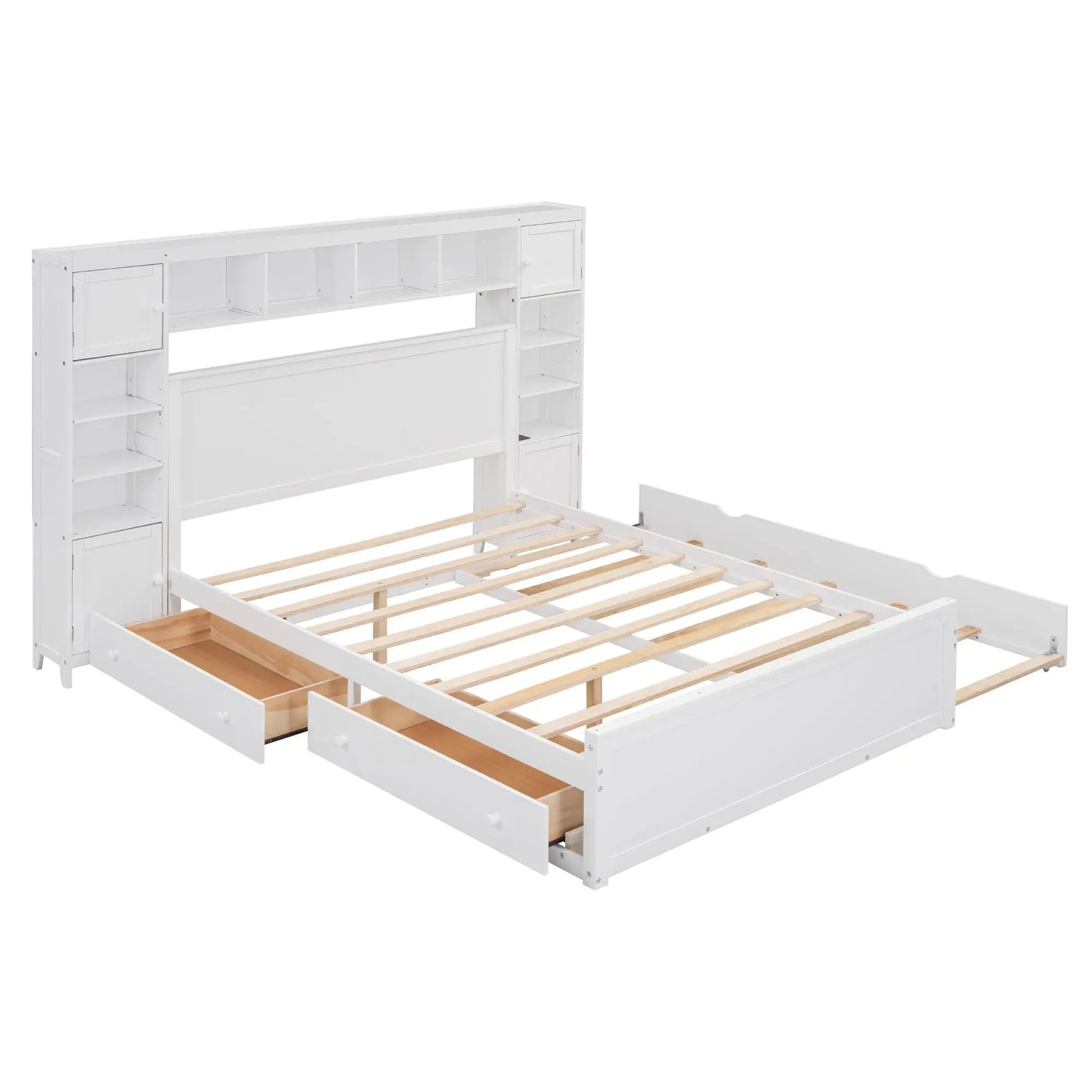 Cabinet bed white with built-in cabinet and shelves, twin trundle by Unique Piece Furniture on Tampa Home & Garden Store