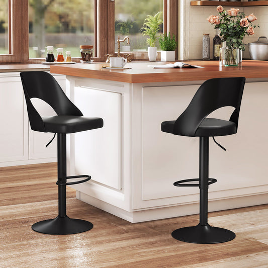 Bar Stools Set of 2 with Enlarged PU Leather Seat and Footrest - Tampa Home & Garden Store