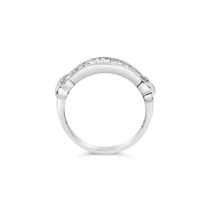 Sterling silver ring with 1/2 Cttw baguette-cut diamonds, channel set X-Station, size 6.5 on Tampa Home & Garden Store