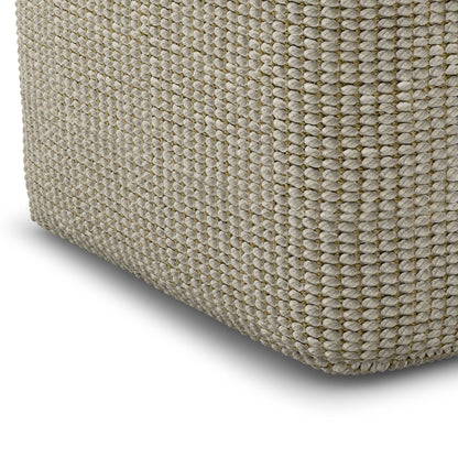 Zelma Woven Outdoor and Indoor Pouf Cream