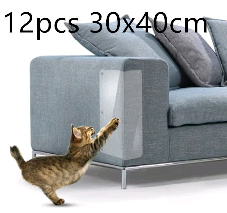 Cat Claw Protector Sofa Pads, transparent arm shield on blue sofa, 12pcs 30x40cm Pet Zen on Tampa Home & Garden Store