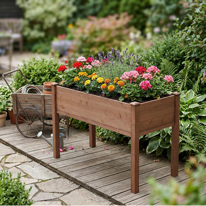 Solid Wood Raised Garden Bed and Wide Frame