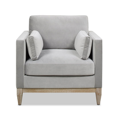 Modern Farmhouse Arm Chair with reversible cushions in light gray upholstery by HouseOfZazla on Tampa Home & Garden Store