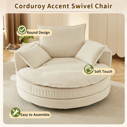 360 Degree Swivel Barrel Chair with Dual Cushions