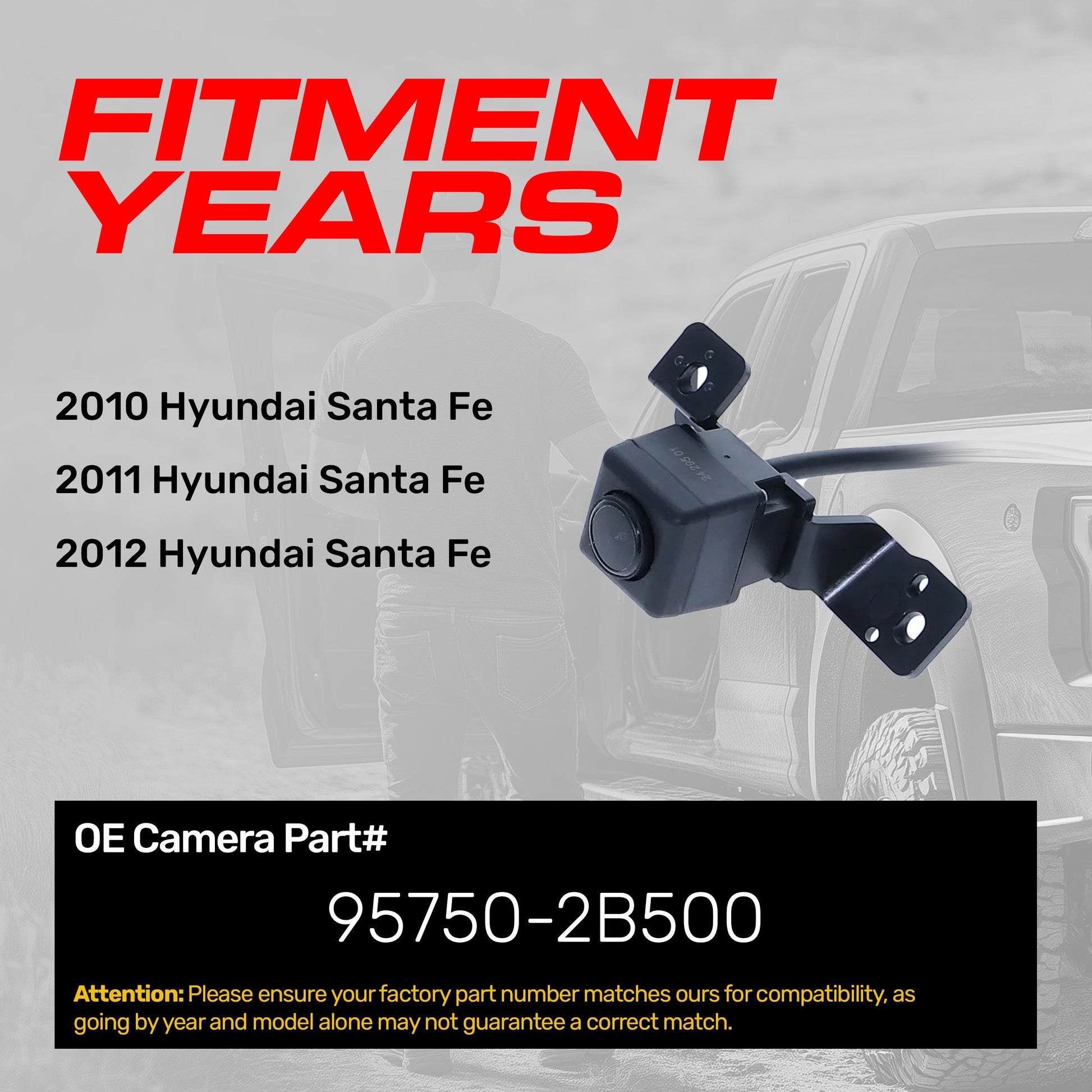 Master Tailgaters Hyundai Santa Fe OEM replacement backup camera 95750-2B500 black housing on Tampa Home & Garden Store