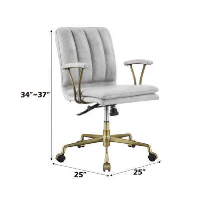 Damir Vintage Top Grain Leather Office Chair antique white, swivel chair, HouseOfZazla on Tampa Home & Garden Store