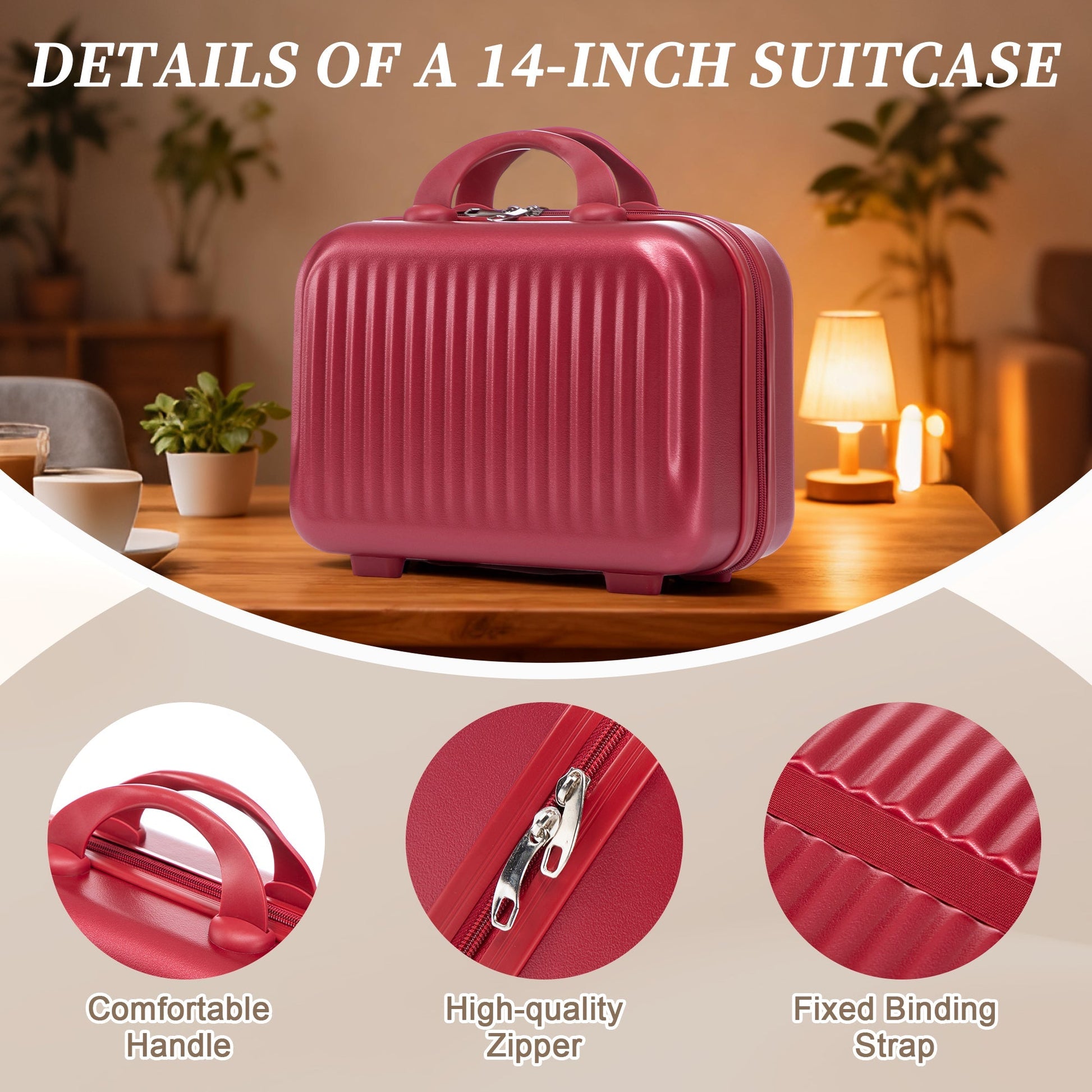 2-piece pink ABS spinner luggage set with front-opening design, 14/20 in, by HouseOfZazla on Tampa Home & Garden Store