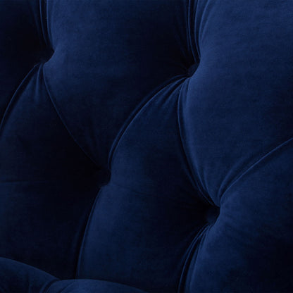 Velvet Victorian tufted accent chair by HouseOfZazla in deep blue upholstery on Tampa Home & Garden Store
