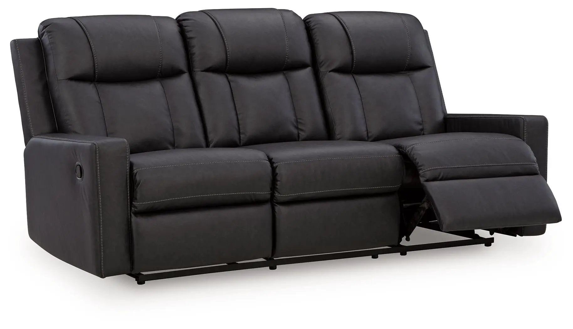 Mackmenville reclining sofa, black faux leather, 3-seat, by Unique Piece Furniture on Tampa Home & Garden Store