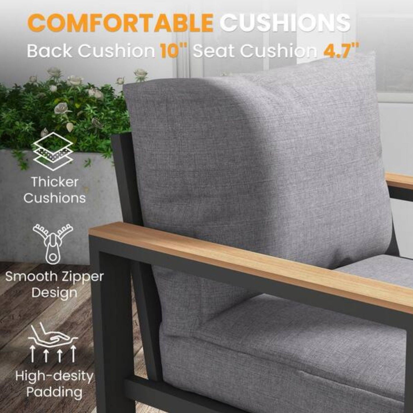 Modern Outdoor Sofa Set with the Coffee Table