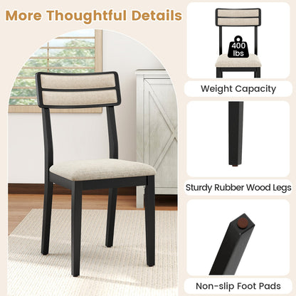 Modern Dining Chairs Set of 2 with Tilt Backrest for Dining Room-Black