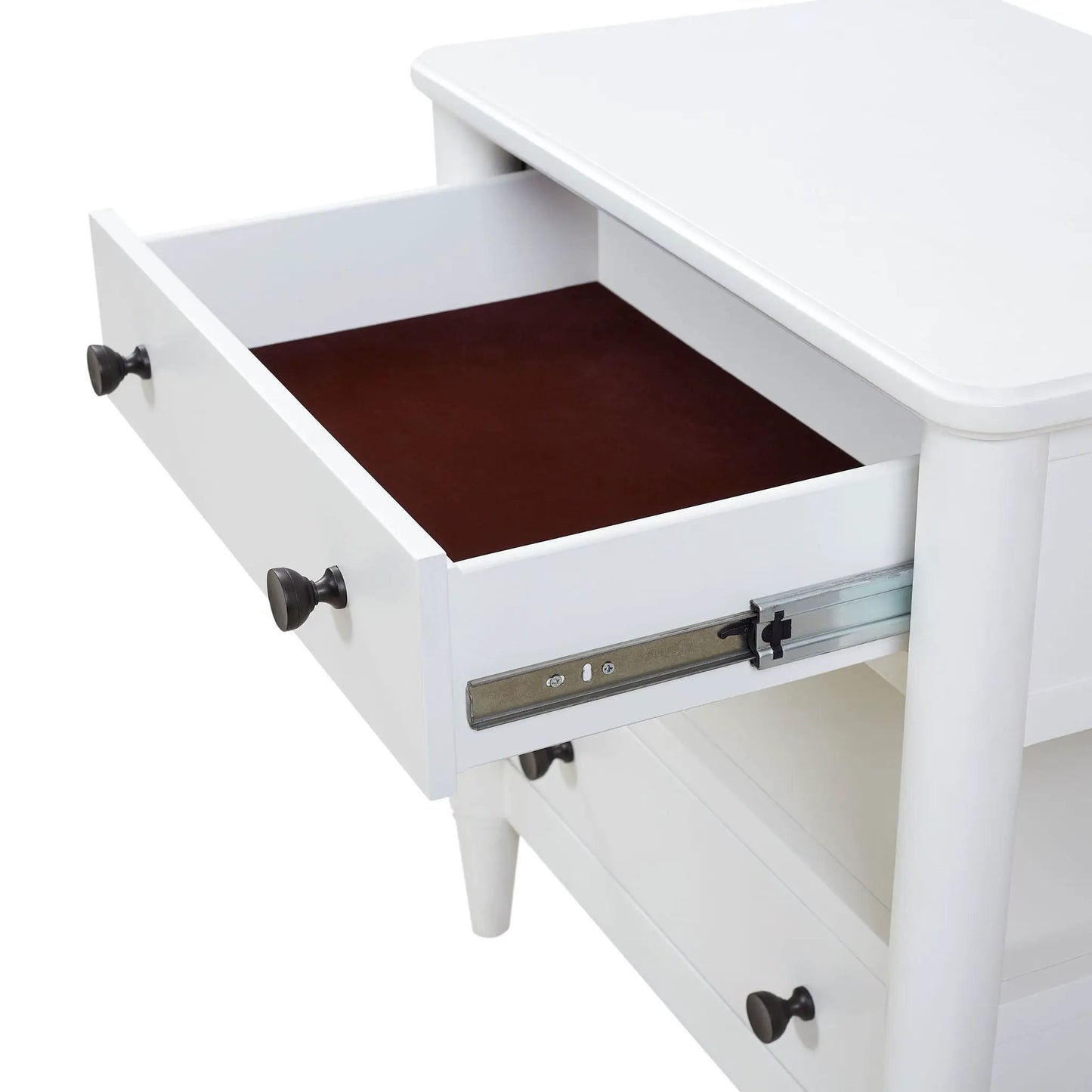 Open Nightstand With 2 Drawers and Felt Lined Top