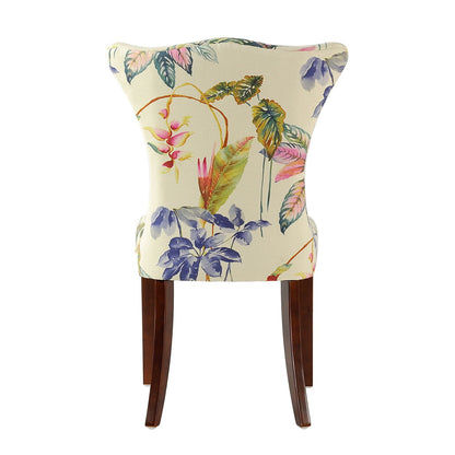 Armless accent chair in off-white floral upholstery with hardwood frame HouseOfZazla on Tampa Home & Garden Store