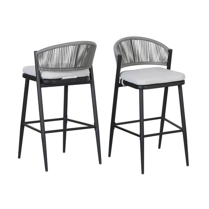 Outdoor Bar Stools With Scallop Cushion And Frame