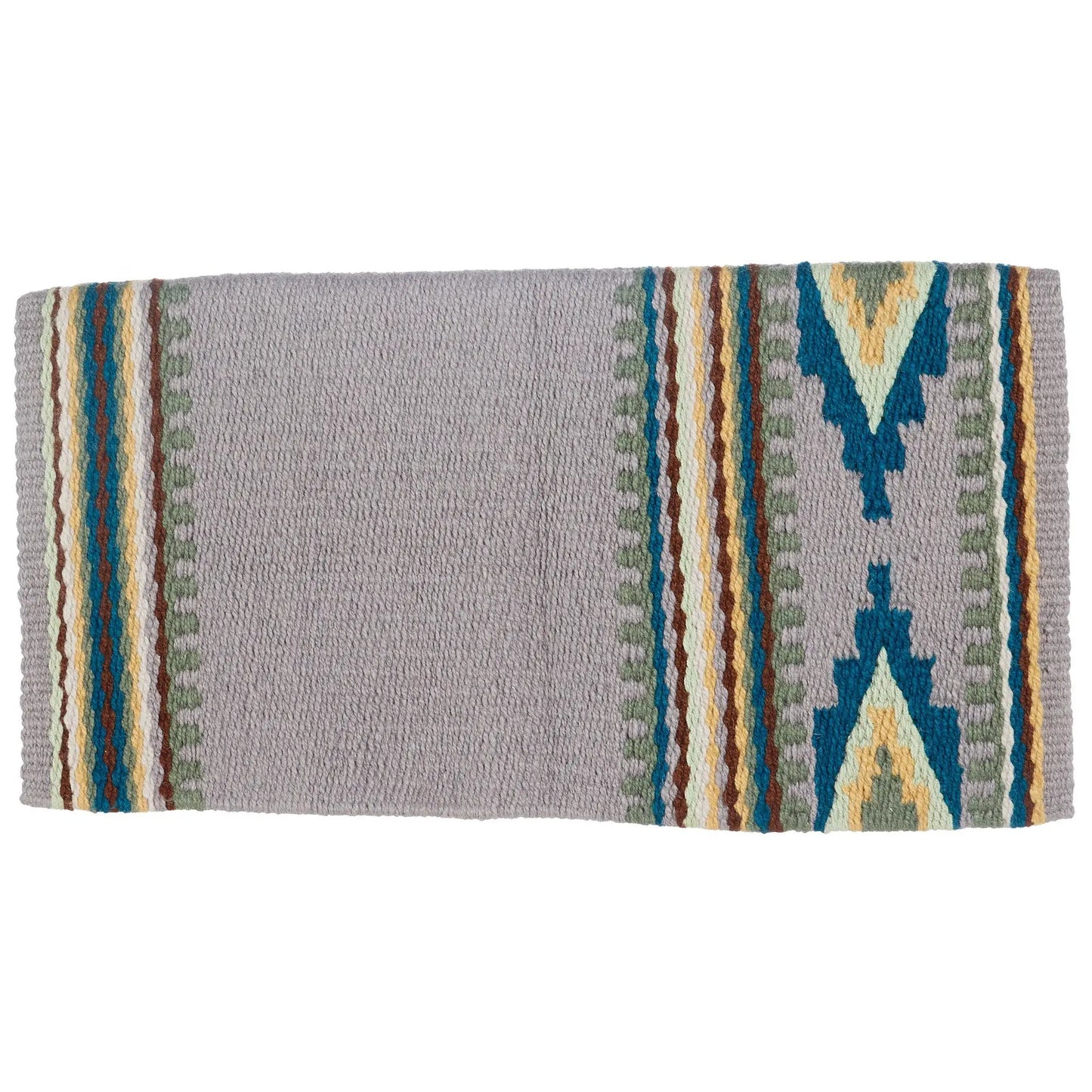 Mayatex Risen Saddle Blanket 36x34 New Zealand wool gray blanket with striped border on Tampa Home & Garden Store