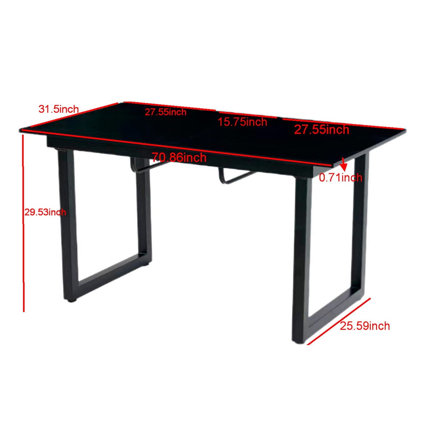 Modern Dining Table with Metal Legs and Firm Top