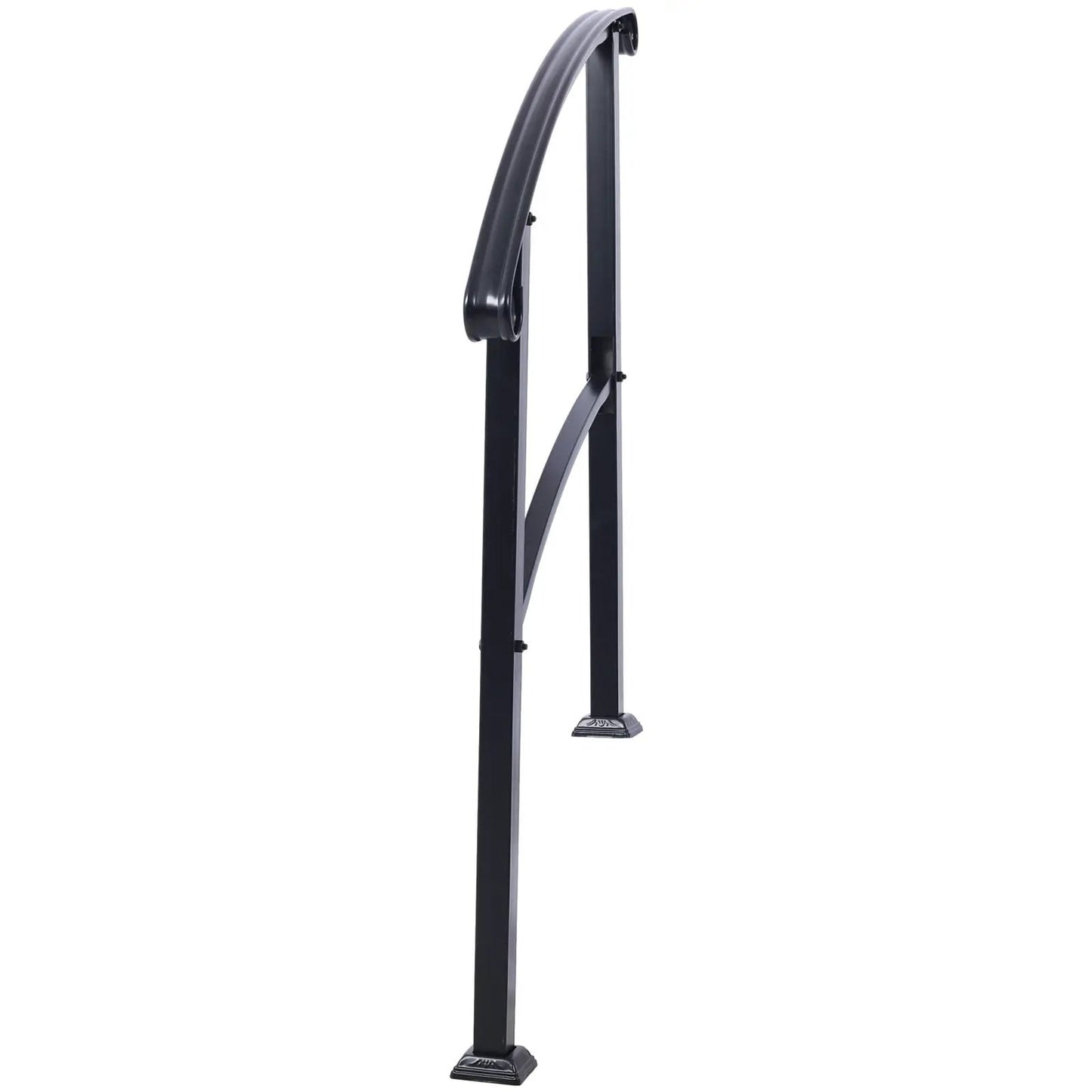 Outdoor stair handrail, black metal with curved top; fits 1 or 3 steps Unique Piece Furniture on Tampa Home & Garden Store
