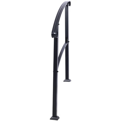 Outdoor stair handrail, black metal with curved top; fits 1 or 3 steps Unique Piece Furniture on Tampa Home & Garden Store