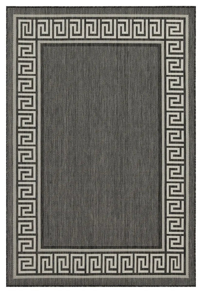 Sunshine runner rug polypropylene black gray with Greek key border Unique Piece Furniture on Tampa Home & Garden Store