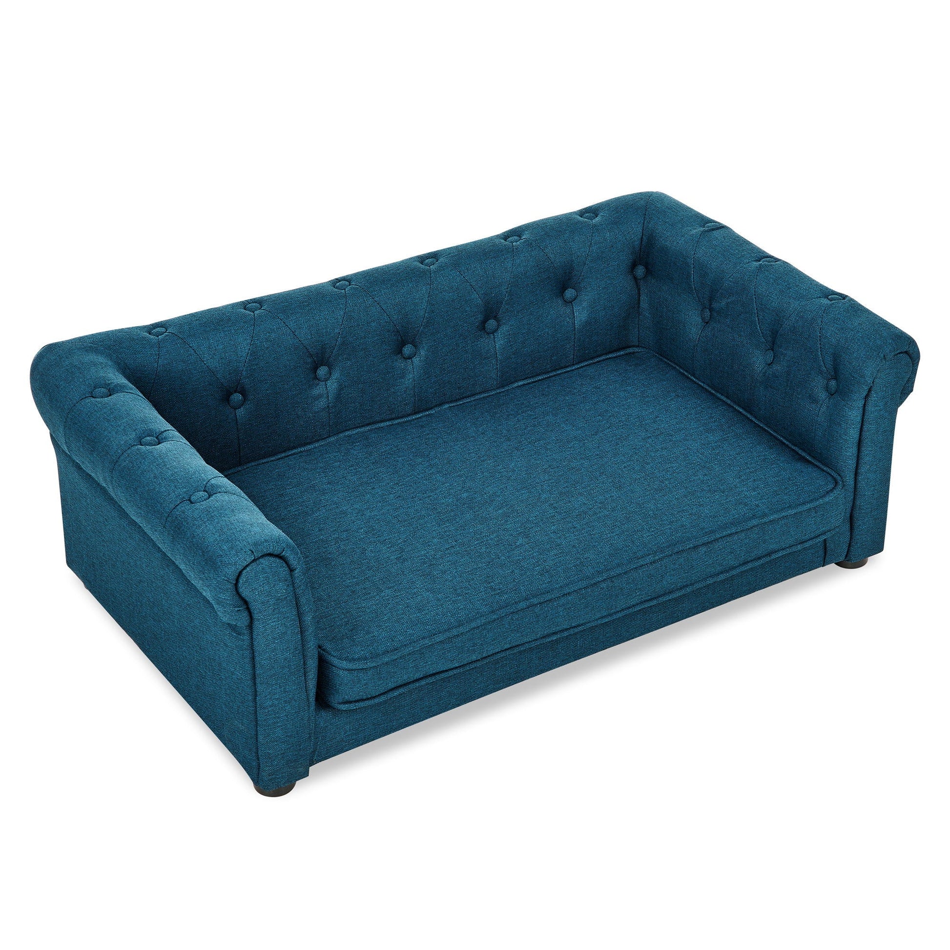 Modern Elegant Rectangle Pet Bed by HouseOfZazla teal tufted elevated dog sofa on Tampa Home & Garden Store