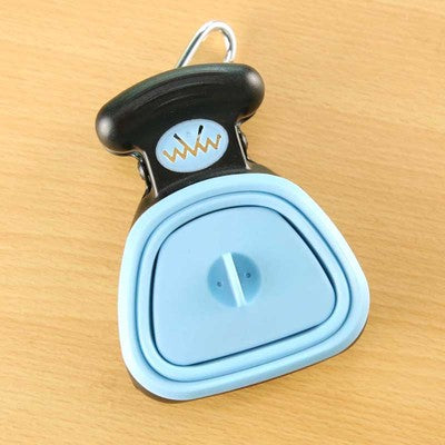 Pet Zen foldable dog pooper scooper blue with black top, compact travel scoop on Tampa Home & Garden Store