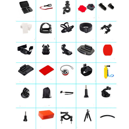 Sports camera accessories set with black mounts, straps and housings on Tampa Home & Garden Store