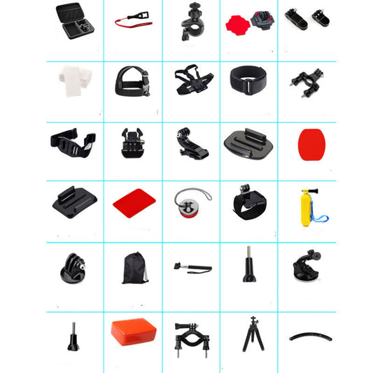 Sports camera accessories set with black mounts, straps and housings on Tampa Home & Garden Store