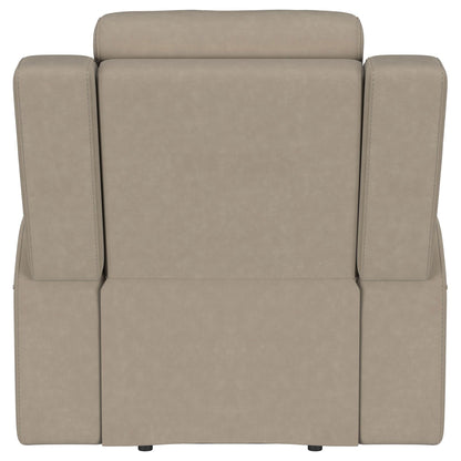 Slater upholstered recliner chair taupe with padded arms and manual recline by HouseOfZazla on Tampa Home & Garden Store