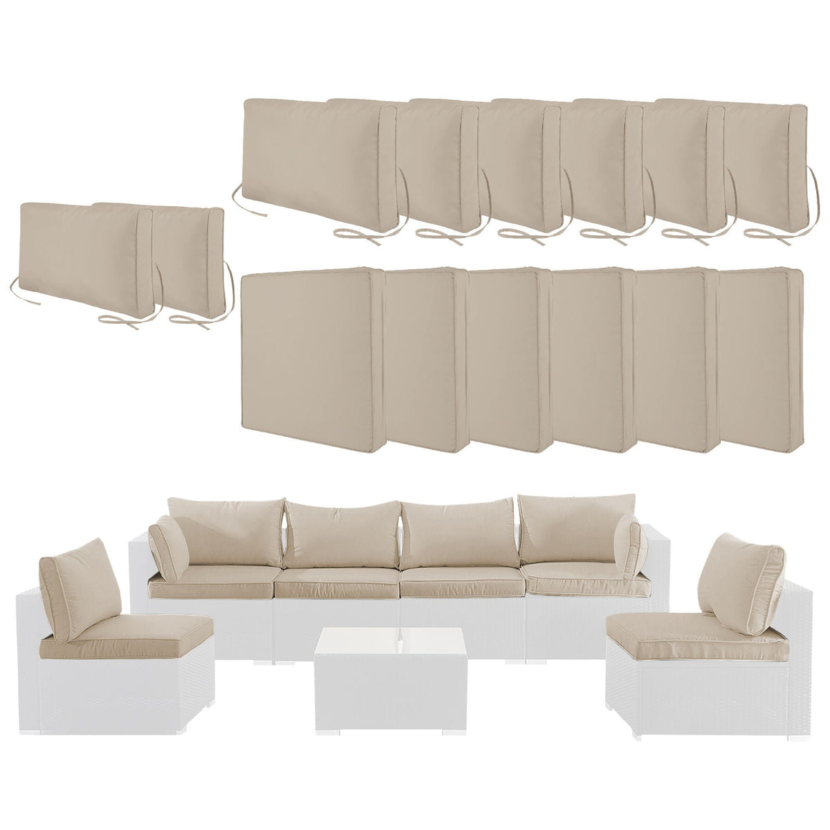 14 Pack Wicker Sofa Cushion and Back Covers