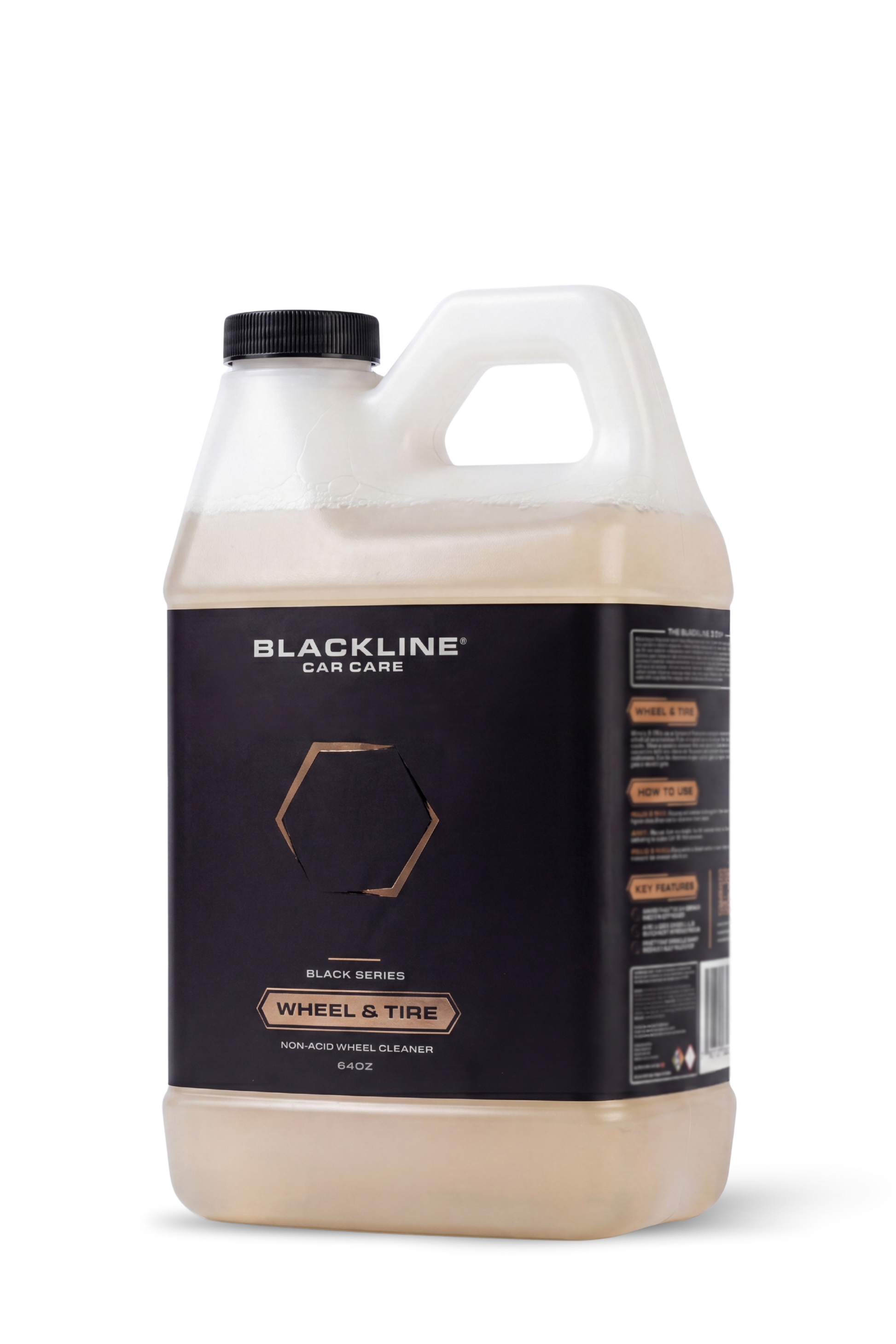 Blackline Wheel N' Tire Cleaner bottle, white jug, 64 oz non-acid wheel cleaner on Tampa Home & Garden Store