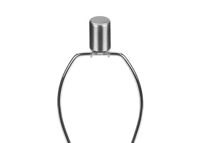 Table lamp with gray concrete-inspired cylindrical head and curved chrome frame on Tampa Home & Garden Store