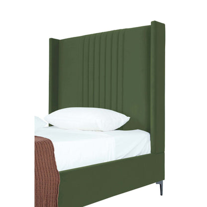 Promenade upholstered bed in olive green with a channel-tufted headboard and slatted base on Tampa Home & Garden Store