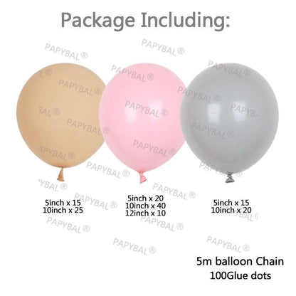 Stevvex 147pcs pink heart balloons kit with peach gray balloons, 5in/10in sizes on Tampa Home & Garden Store