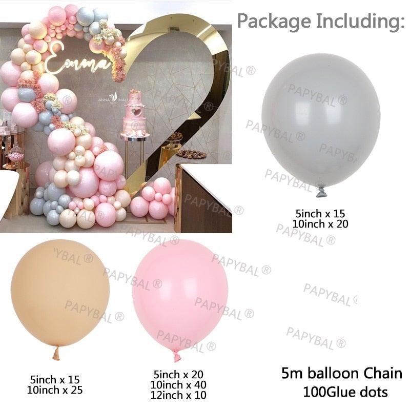 Stevvex pink heart-arch balloon garland kit with pastel balloons and 5m balloon chain on Tampa Home & Garden Store