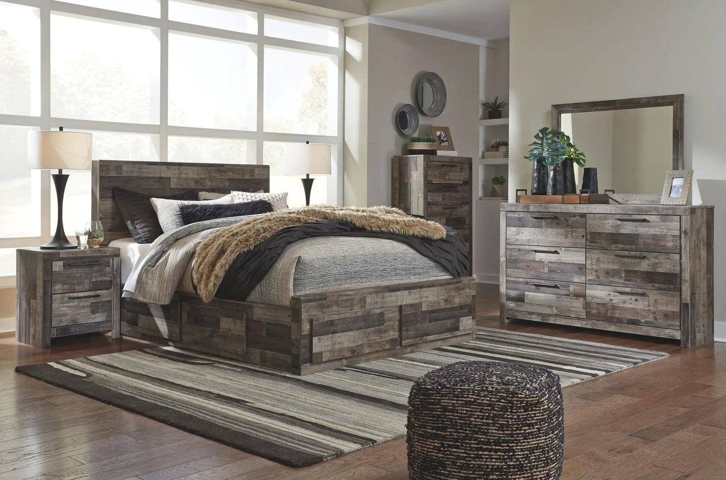 Derekson Youth Panel Bedroom Set Rustic Finish
