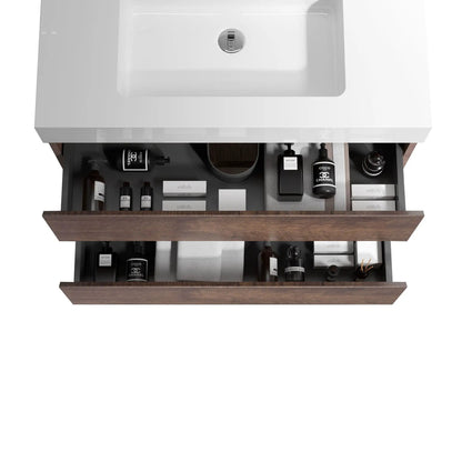 Alice wall-mounted bathroom vanity with white one-piece sink basin and large storage on Tampa Home & Garden Store