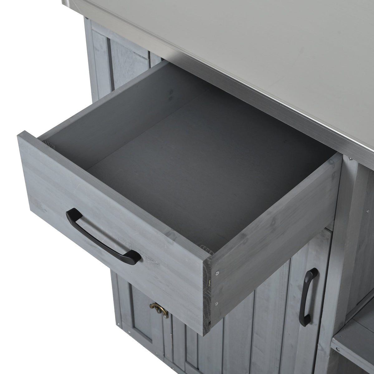 Outdoor Kitchen Island Fir Wood Prep Station with Stainless Steel Top by HouseOfZazla on Tampa Home & Garden Store