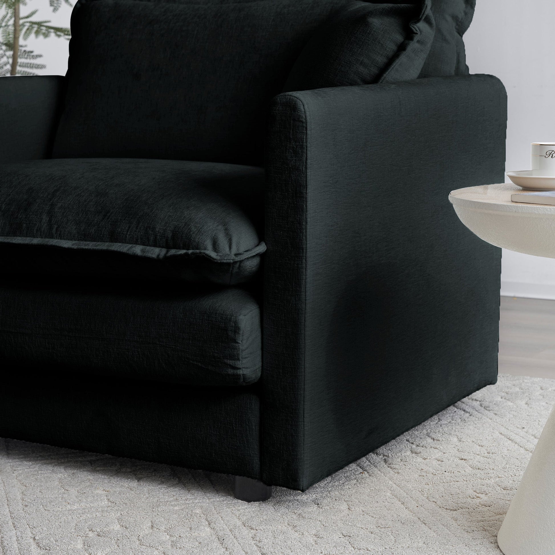 Comfy Deep Single Seat Sofa Upholstered Reading Armchair in charcoal fabric accent chair on Tampa Home & Garden Store