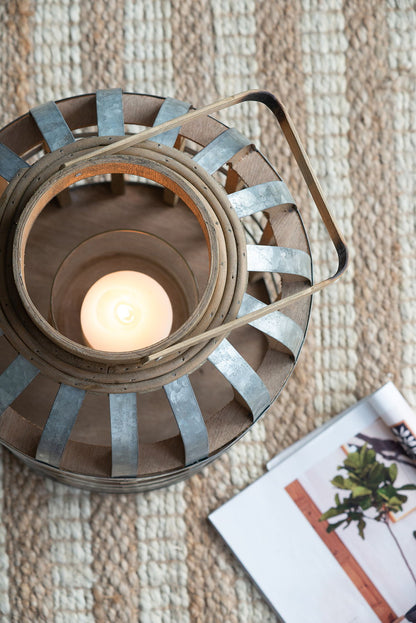 Decorative wooden lantern with metal strips and handle for indoor/outdoor use HouseOfZazla on Tampa Home & Garden Store