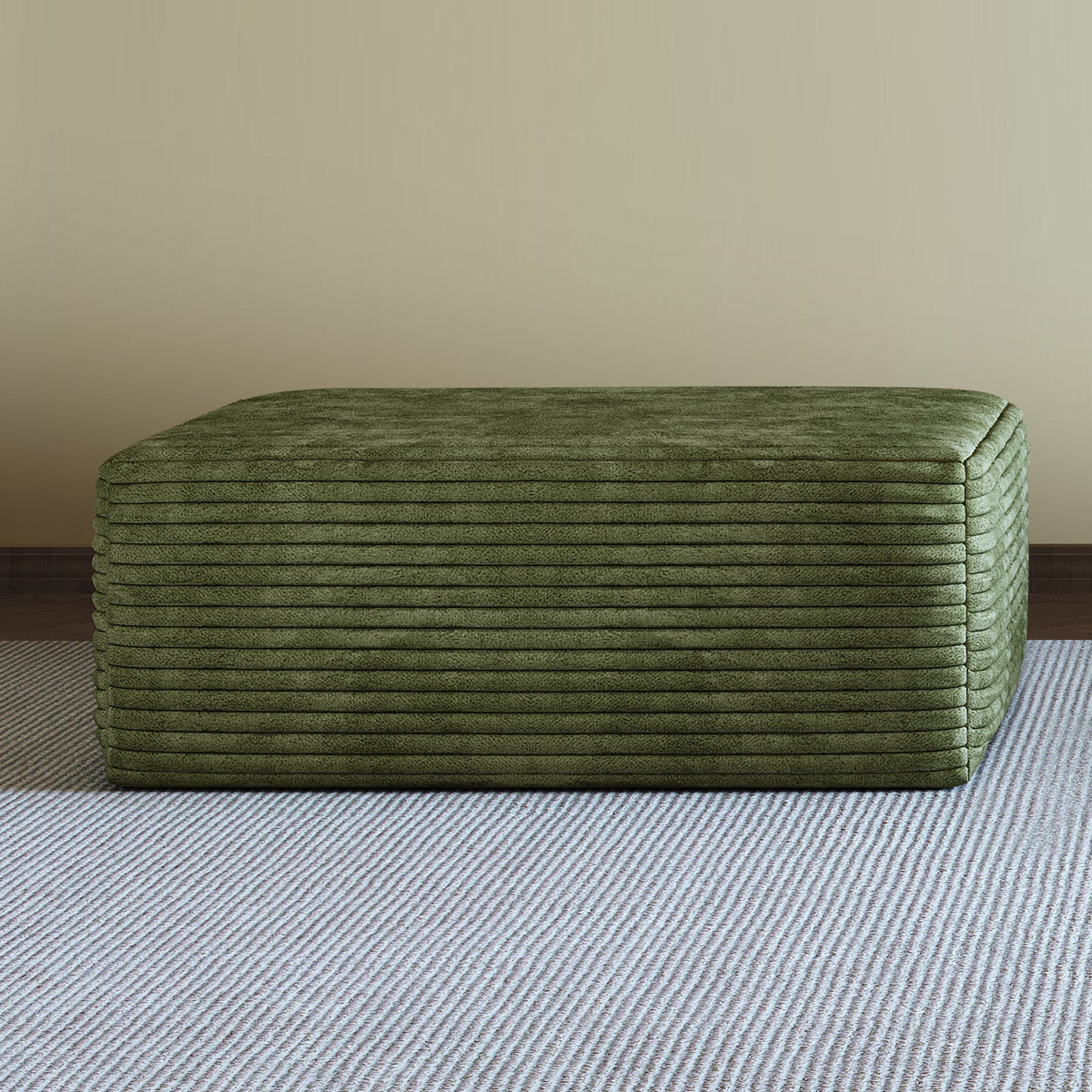 Green Plush Corduroy Sofa Ottoman For Bedrooms