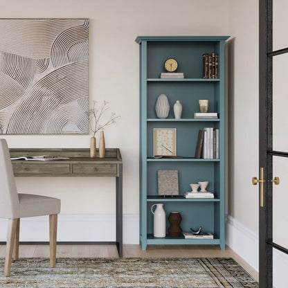 Amherst Five Shelf Bookcase Handcrafted Wood